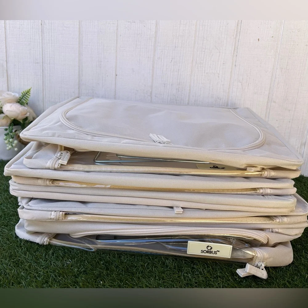 Sorbus Storage Bins, Foldable Stackable Container Beige = 6  bins NEW